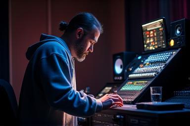 Music producer in a recording studio